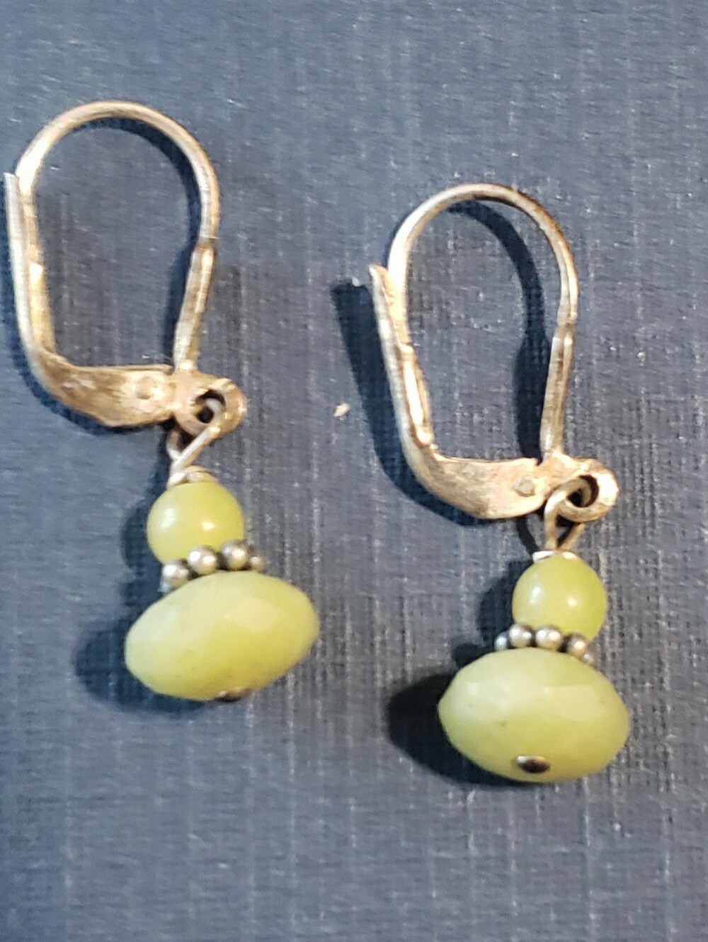 Sterling Leverback Earrings with Lime Green Beads
